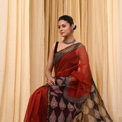 Handblock kota doria saree