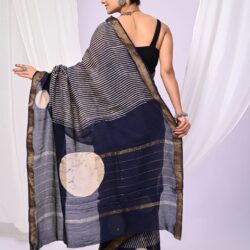 Handblock maheshwari silk cotton saree