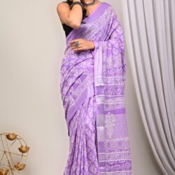 Hand Block Printed Linen Saree