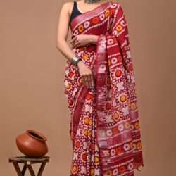 Hand Block Printed Linen Saree