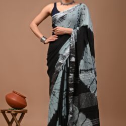 Hand Block Printed Linen Saree