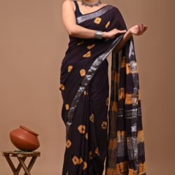 Hand Block Printed Linen Saree