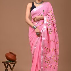 Hand Block Printed Linen Saree
