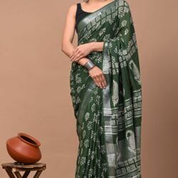 Hand Block Printed Linen Saree