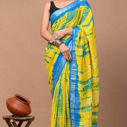 Hand Block Printed Linen Saree