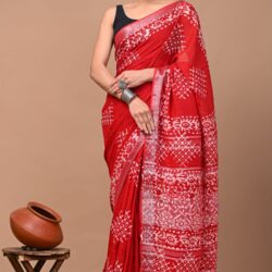 Hand Block Printed Linen Saree