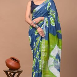 Hand Block Printed Linen Saree