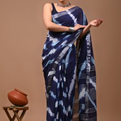 Hand Block Printed Linen Saree