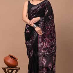 Hand Block Printed Linen Saree