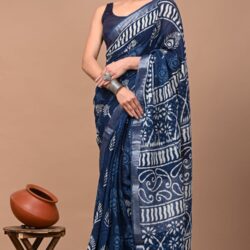 Hand Block Printed Linen Saree